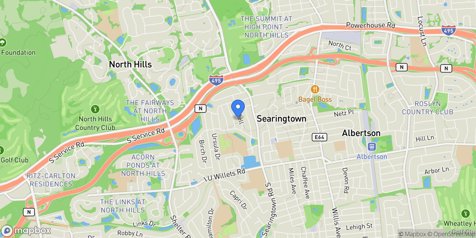 Map showing 83 The Dell, Albertson, NY, 11507, USA, Albertson, New York, United States.