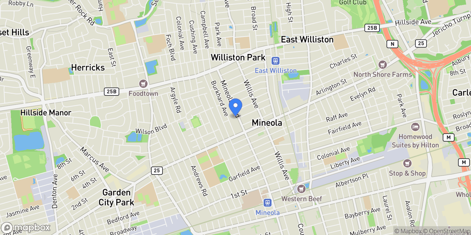 Map showing 331 Mineola Boulevard, Mineola, NY, 11501, USA, Mineola, New York, United States.