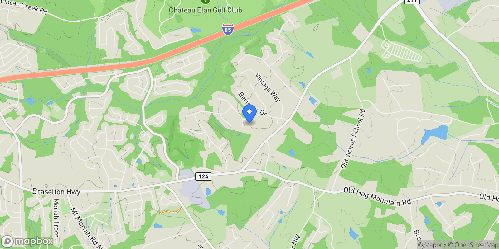 Map showing Hoschton, Georgia, United States.