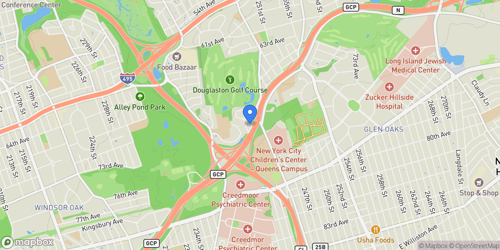 Map showing 244-19 Grand Central Park, Douglaston, NY, 11362, USA, New York, New York, United States.