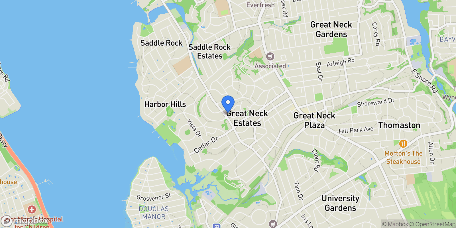 Map showing 9 Sycamore Drive, Great Neck, NY, 11021, USA, Great Neck, New York, United States.