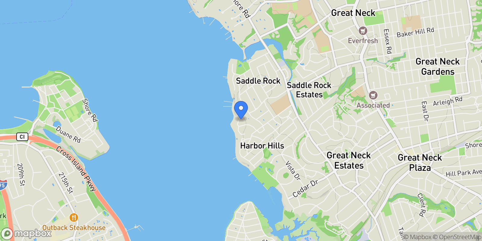 Map showing 75 Greenleaf Hill, Great Neck, NY, 11023, USA, Great Neck, New York, United States.