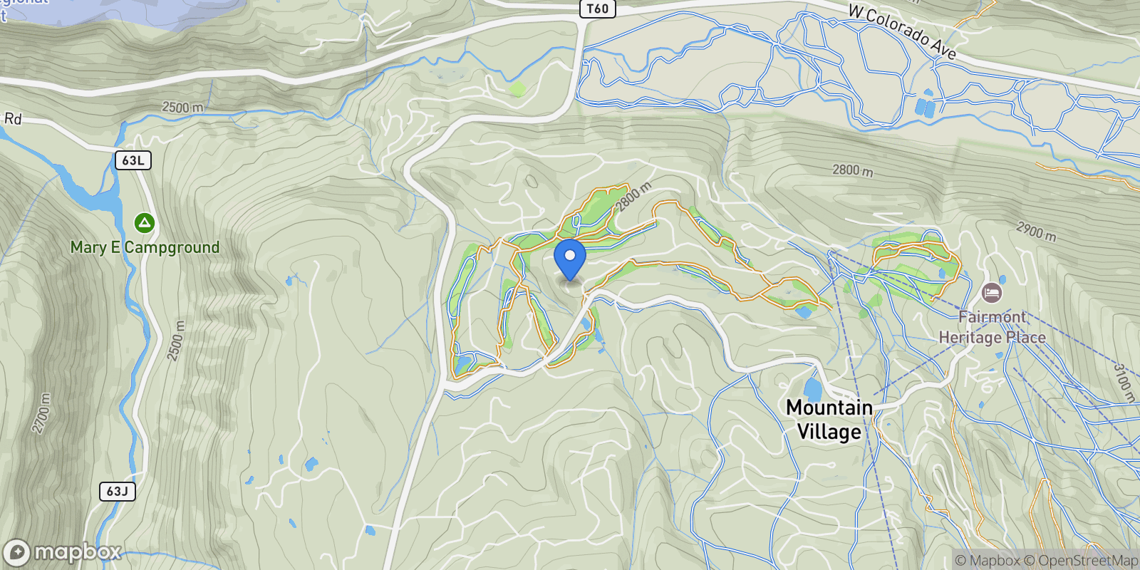 Map showing 100 Eagle Drive , Mountain Village, CO 81435, Mountain Village, Colorado, United States.
