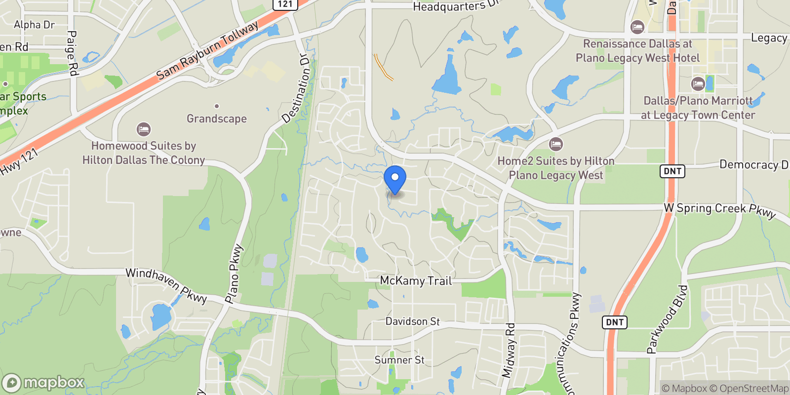 Map showing 6645 Whispering Woods Court , Plano, TX 75024, Plano, Texas, United States.