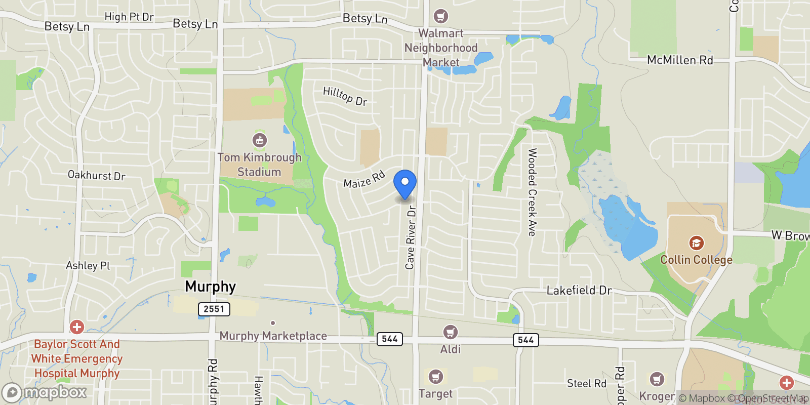 Map showing 517 Royal Oak Drive , Murphy, TX 75094, Richardson, Texas, United States.