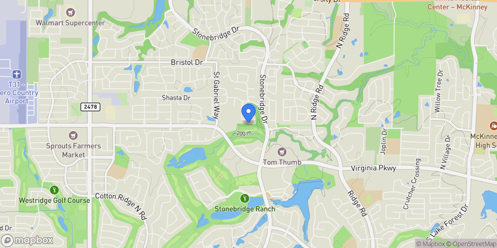 Map showing 109 Haddington Lane , Mckinney, TX 75071, McKinney, Texas, United States.