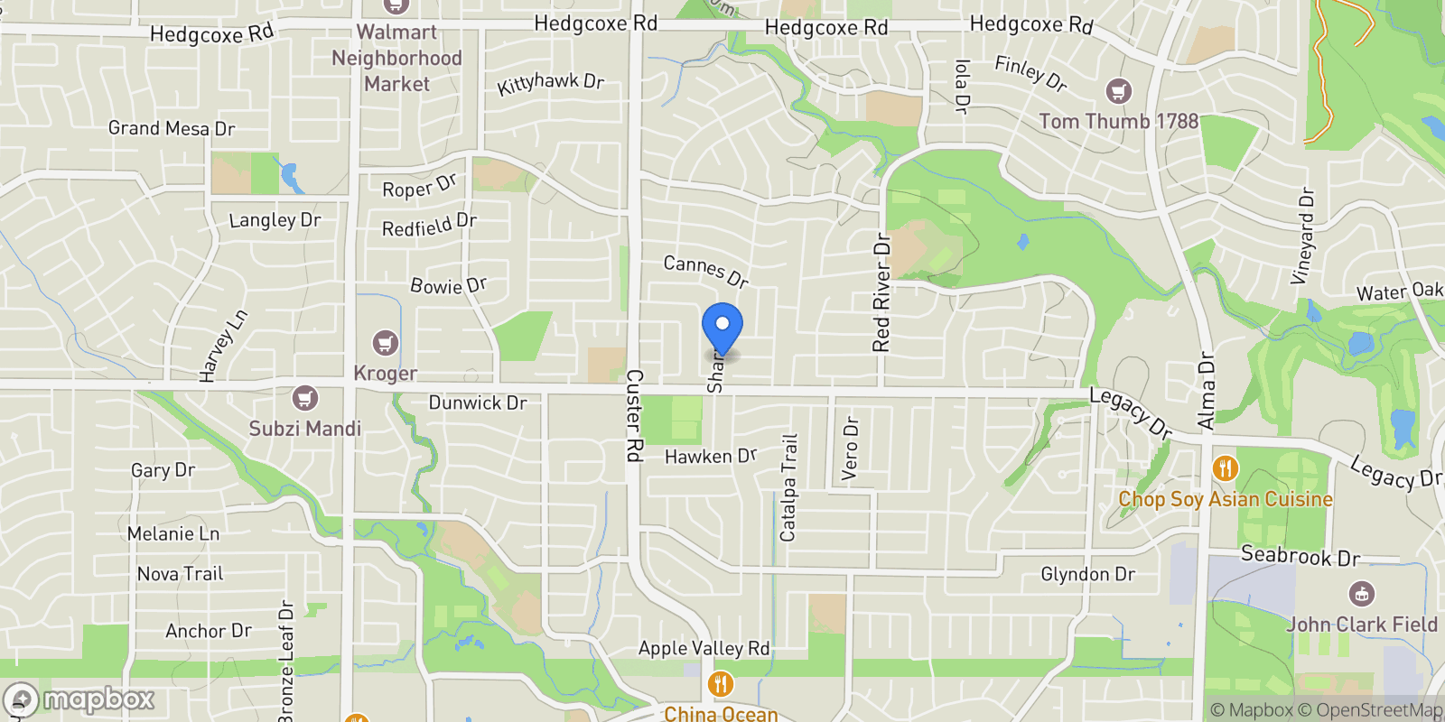 Map showing 7020 Sharps Drive , Plano, TX 75025, Plano, Texas, United States.