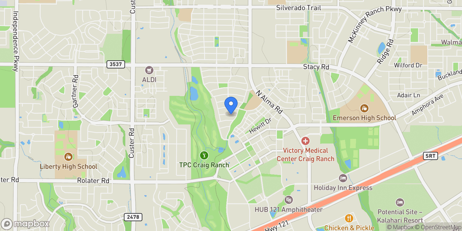 Map showing 7805 Comanche Way , Mckinney, TX 75070, McKinney, Texas, United States.