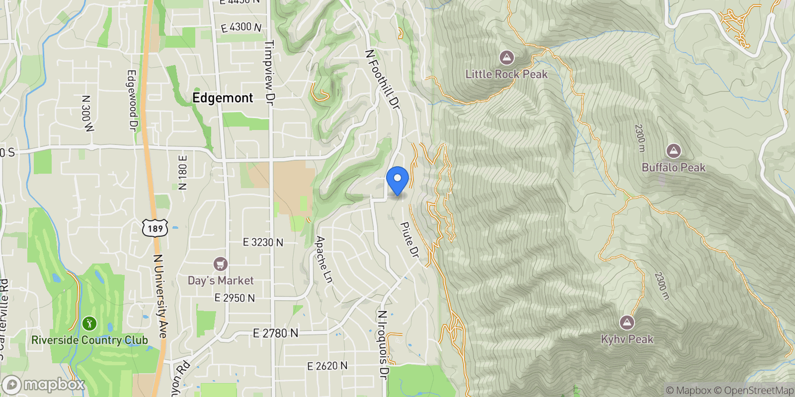 Map showing 3411 N PIUTE DR, Provo, UT 84604, Provo, Utah, United States.