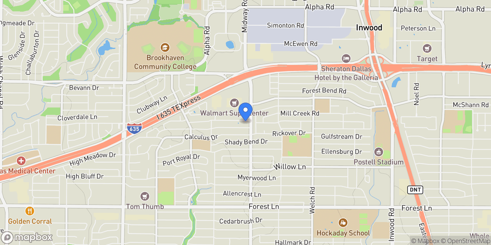 Map showing 4132 Candlenut Lane , Dallas, TX 75244, Dallas, Texas, United States.