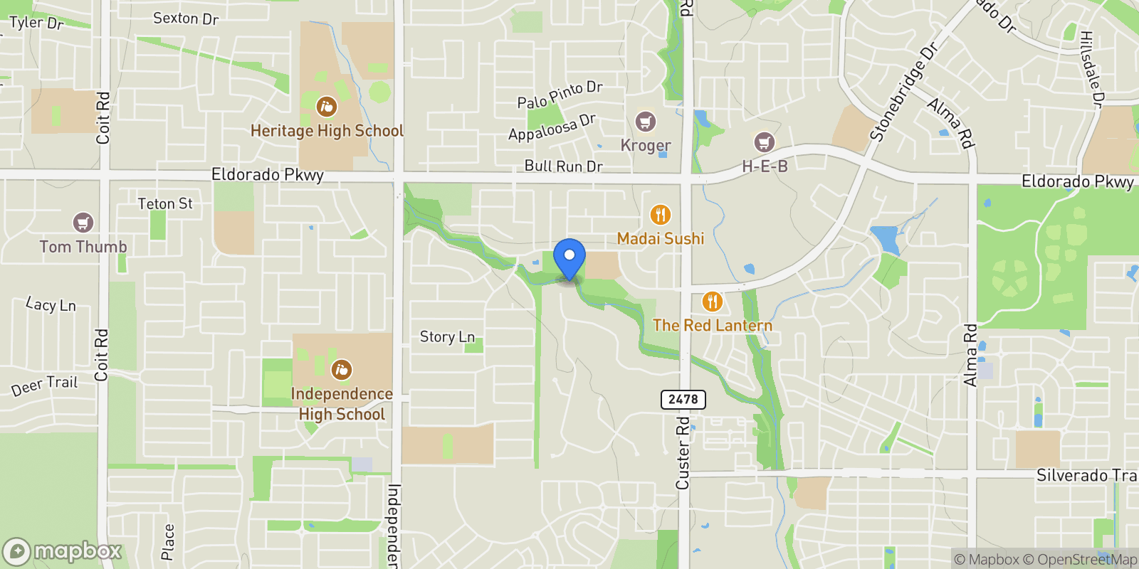 Map showing 10950 Custer Trail, Frisco, TX 75035, Frisco, Texas, United States.