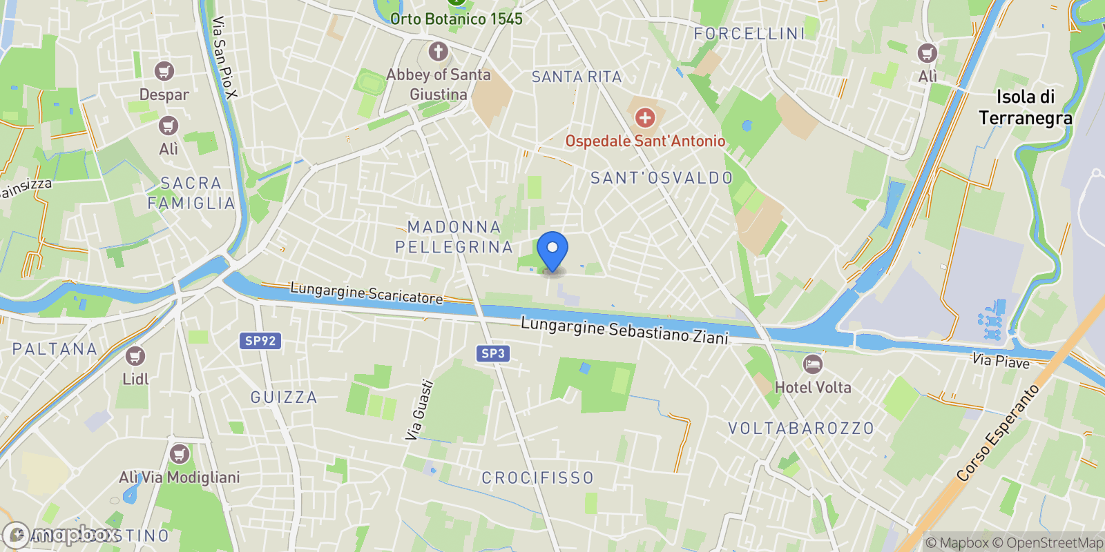 Map showing Via Giacinti, Padova, Veneto, Italy.