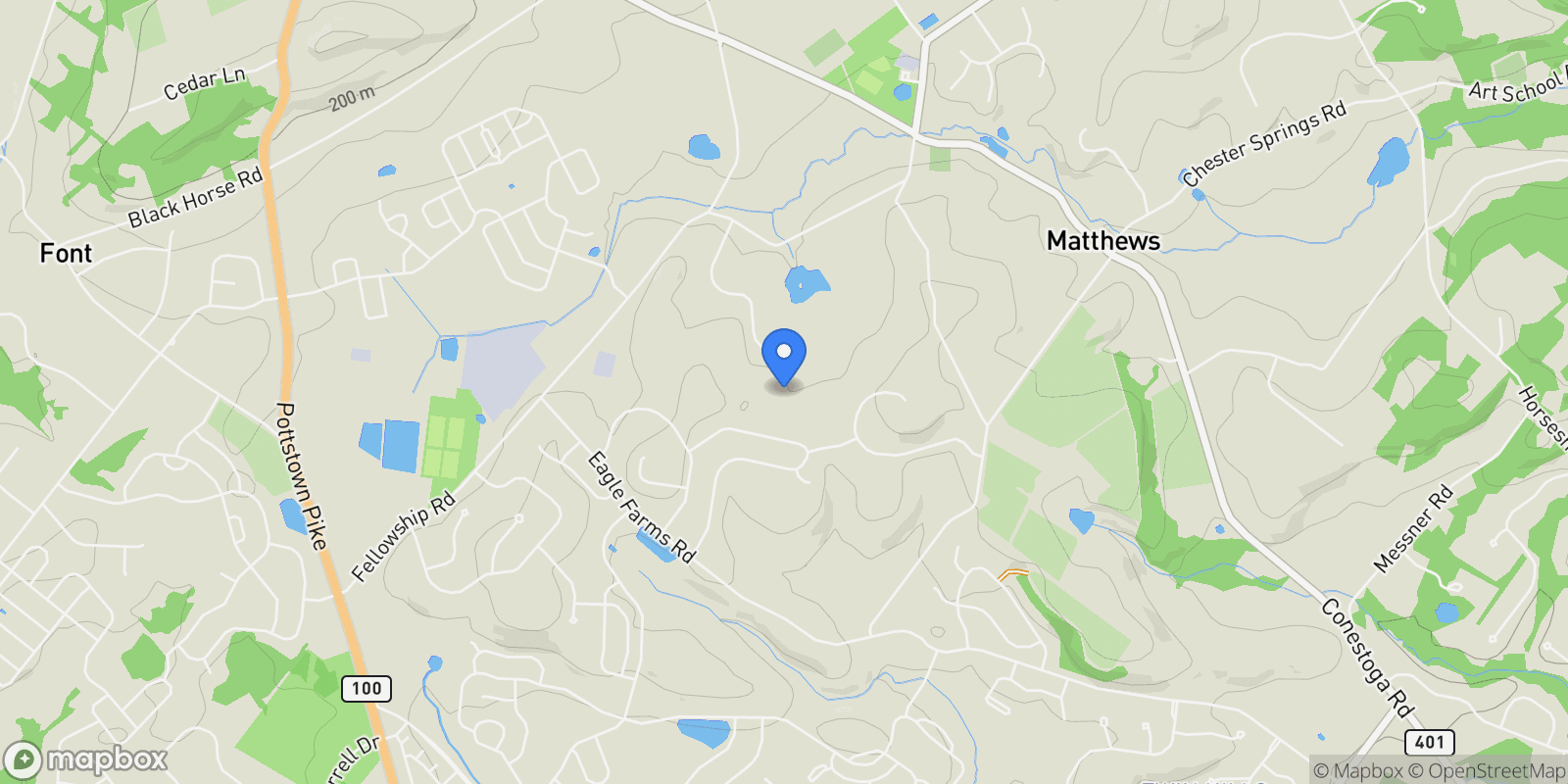 Map showing 45 WYNDEMERE LAKE DR DRIVE, CHESTER SPRINGS, PA 19425, Chester Springs, Pennsylvania, United States.