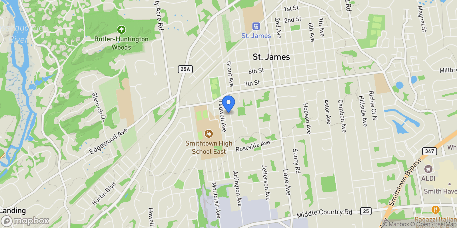 Map showing 190 Northern Boulevard , Saint James, NY 11780, Saint James, New York, United States.