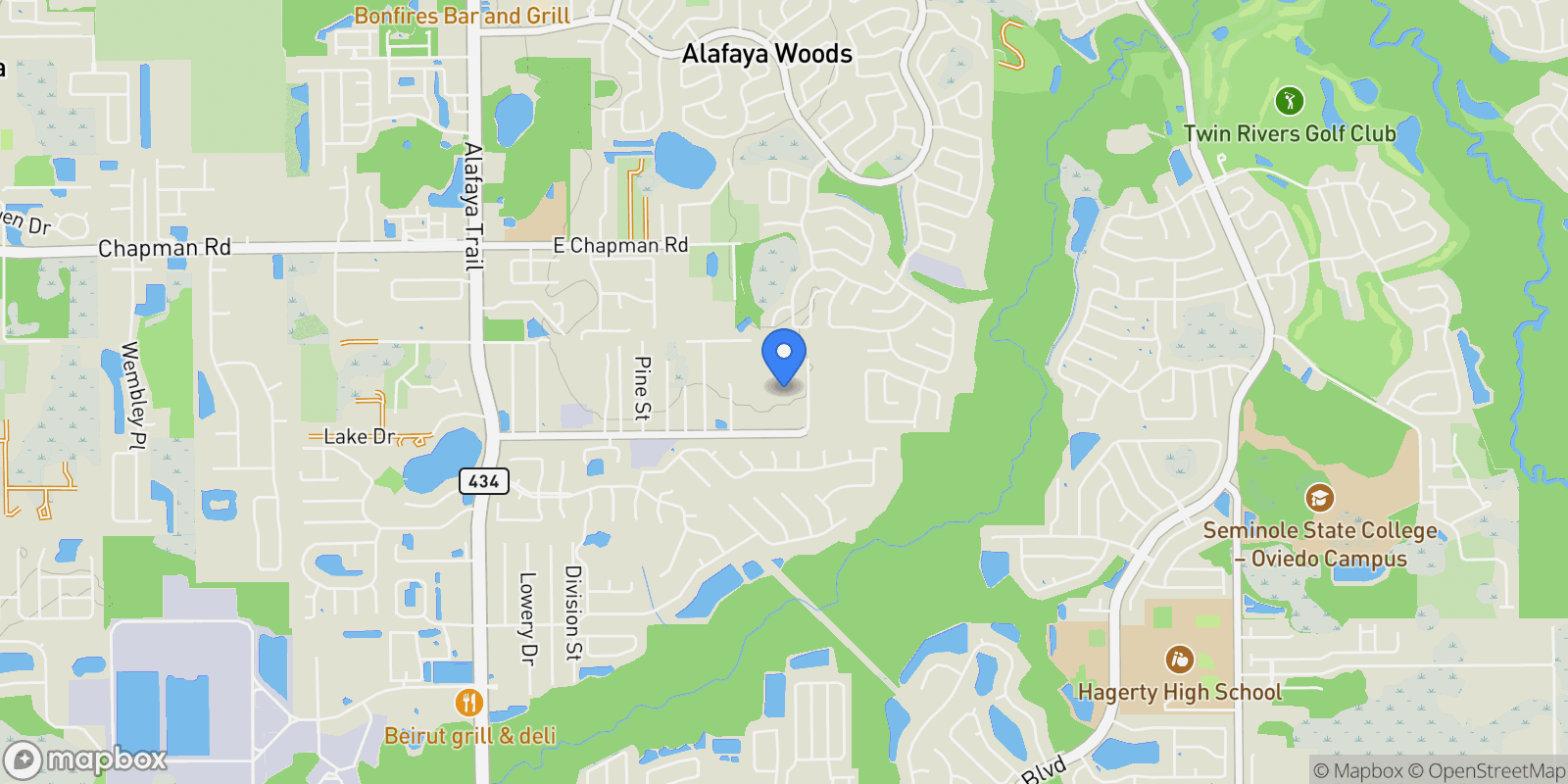 Map showing 976 HAWKSNEST POINT, OVIEDO, FL 32765, OVIEDO, FL, United States.