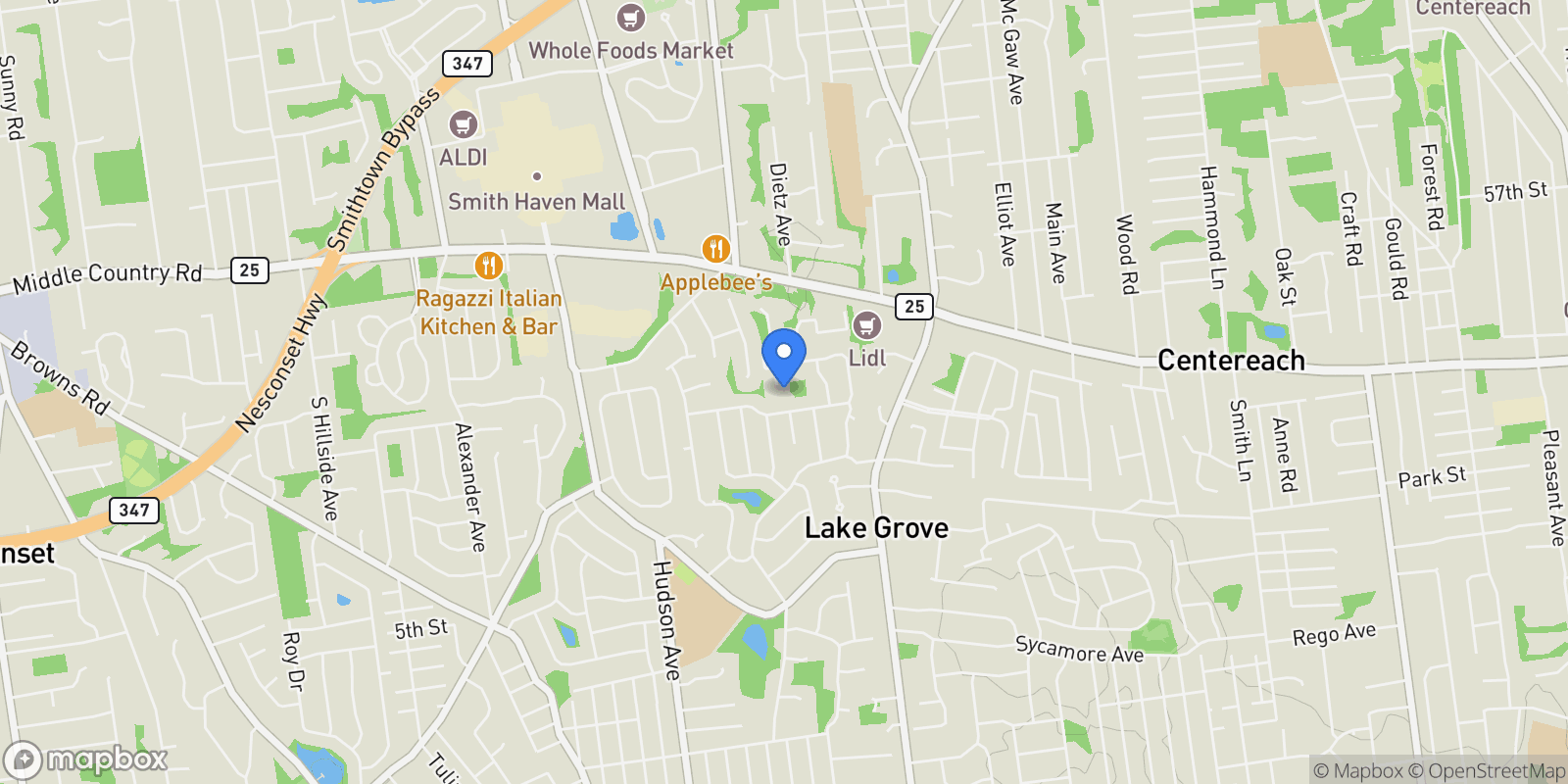 Map showing 1 Christa Court , Lake Grove, NY 11755, Lake Grove, New York, United States.