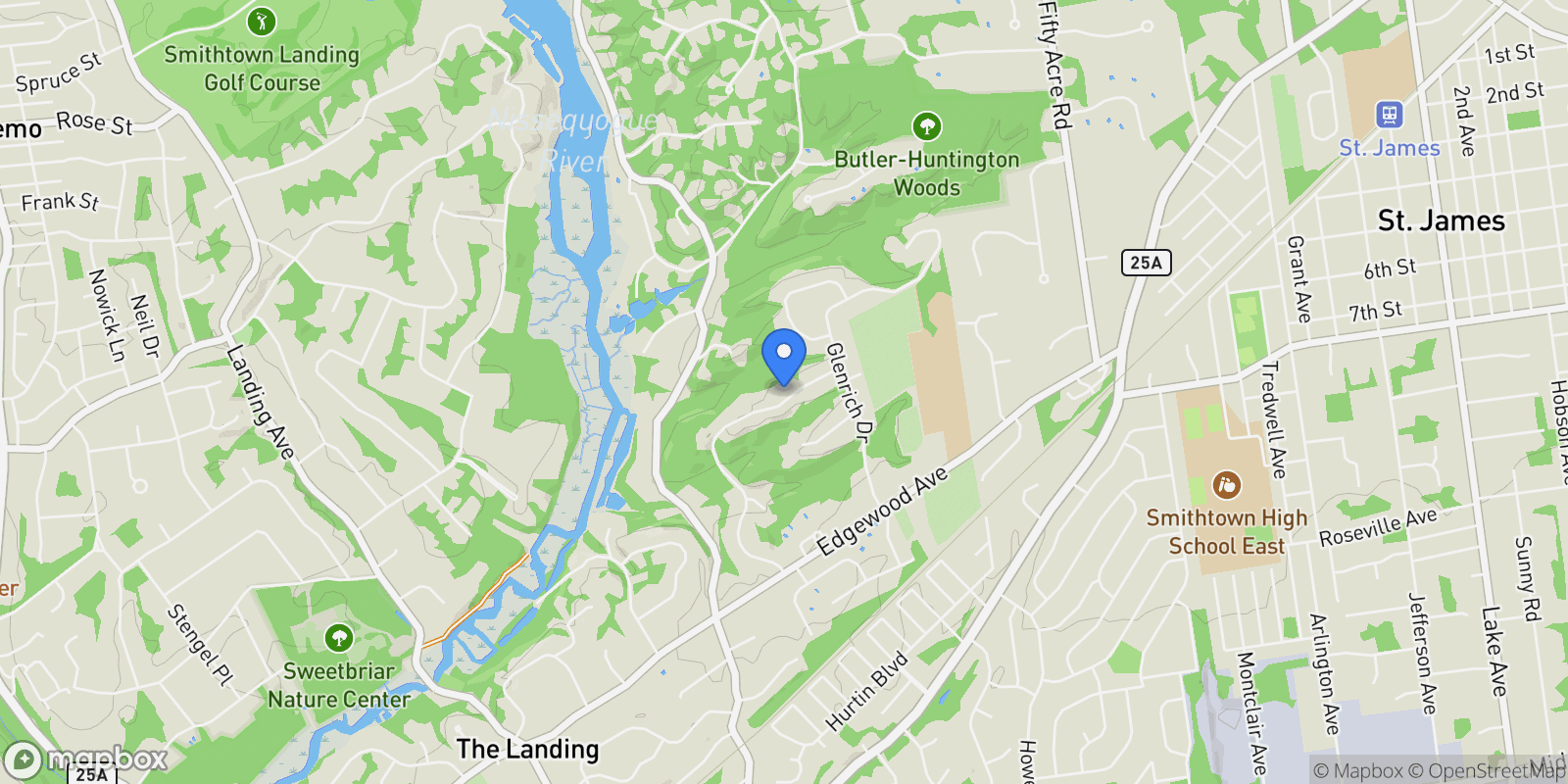 Map showing 44 Twixt Hills Road , Saint James, NY 11780, Saint James, New York, United States.