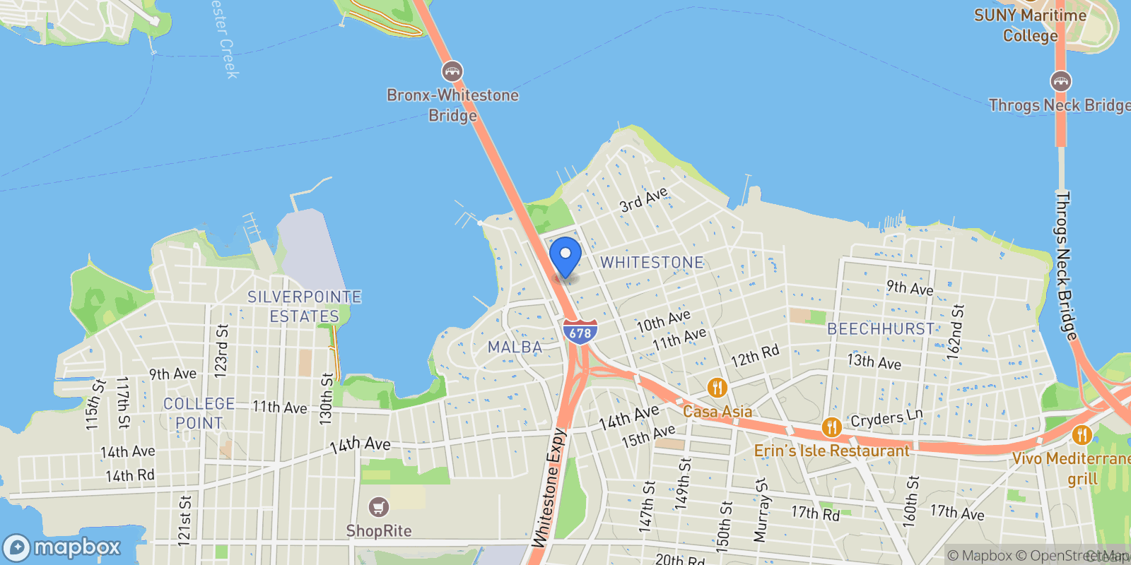 Map showing 150-03 6 Avenue, Whitestone, NY 11357, New York, New York, United States.