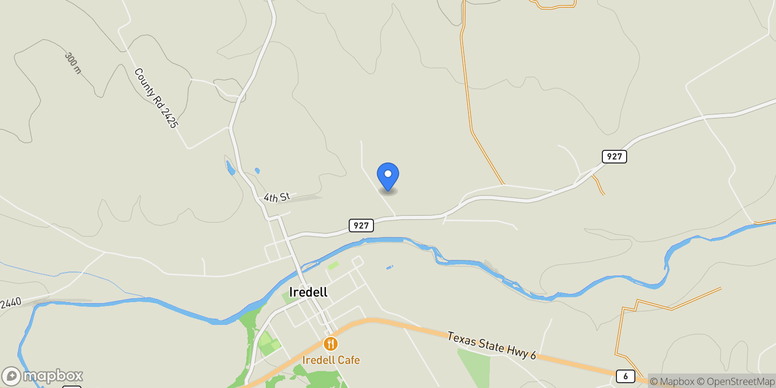Map showing 10400 Fm 927, Iredell, TX 76649, Hico, Texas, United States.