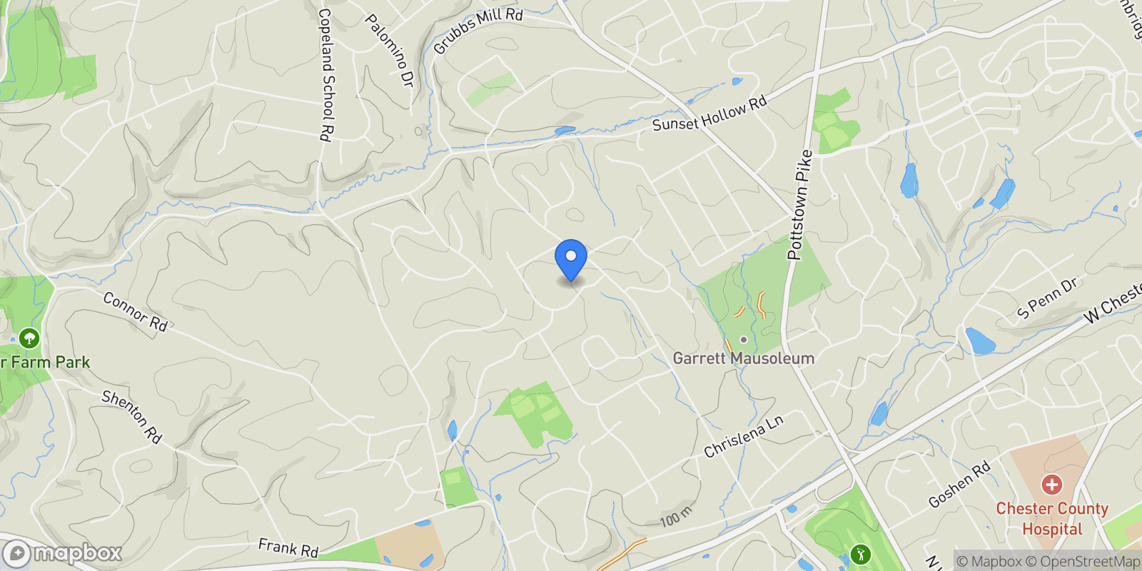 Map showing Lot 1 SUSAN DR DRIVE, WEST CHESTER, PA 19380, West Chester, Pennsylvania, United States.