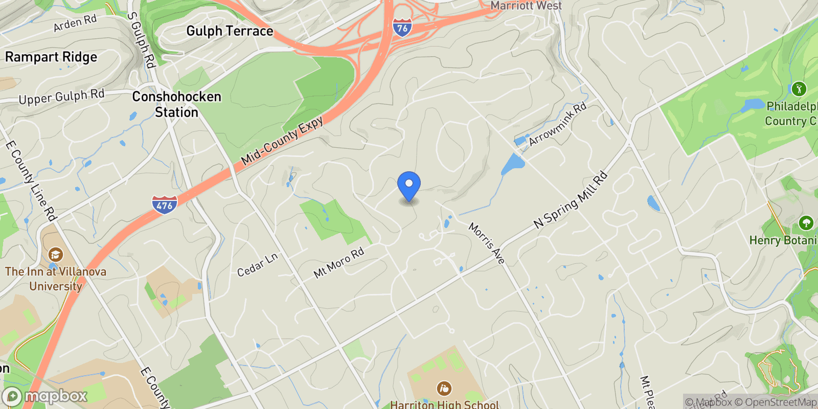 Map showing 841 MT MORO RD ROAD, VILLANOVA, PA 19085, Villanova, Pennsylvania, United States.