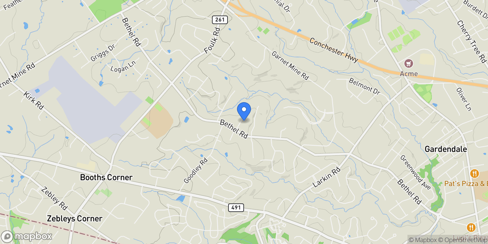 Map showing 3174 RIDGEVIEW CT #14RD, GARNET VALLEY, PA 19060, Garnet Valley, Pennsylvania, United States.