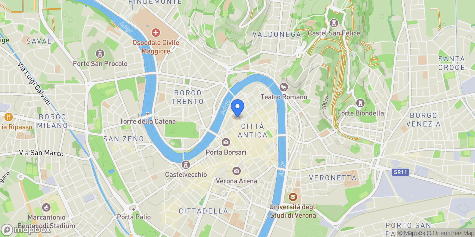 Map showing Via Corte Quaranta, Verona, Veneto, Italy.