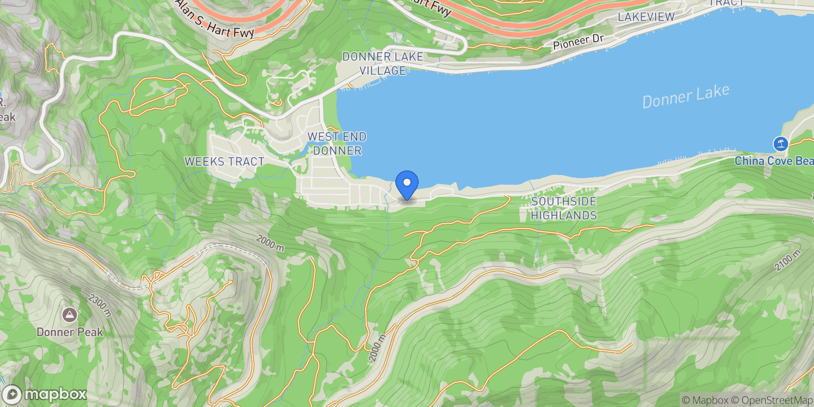 Map showing 15321 South Shore Drive, Truckee, CA 96161, Truckee, California, United States.