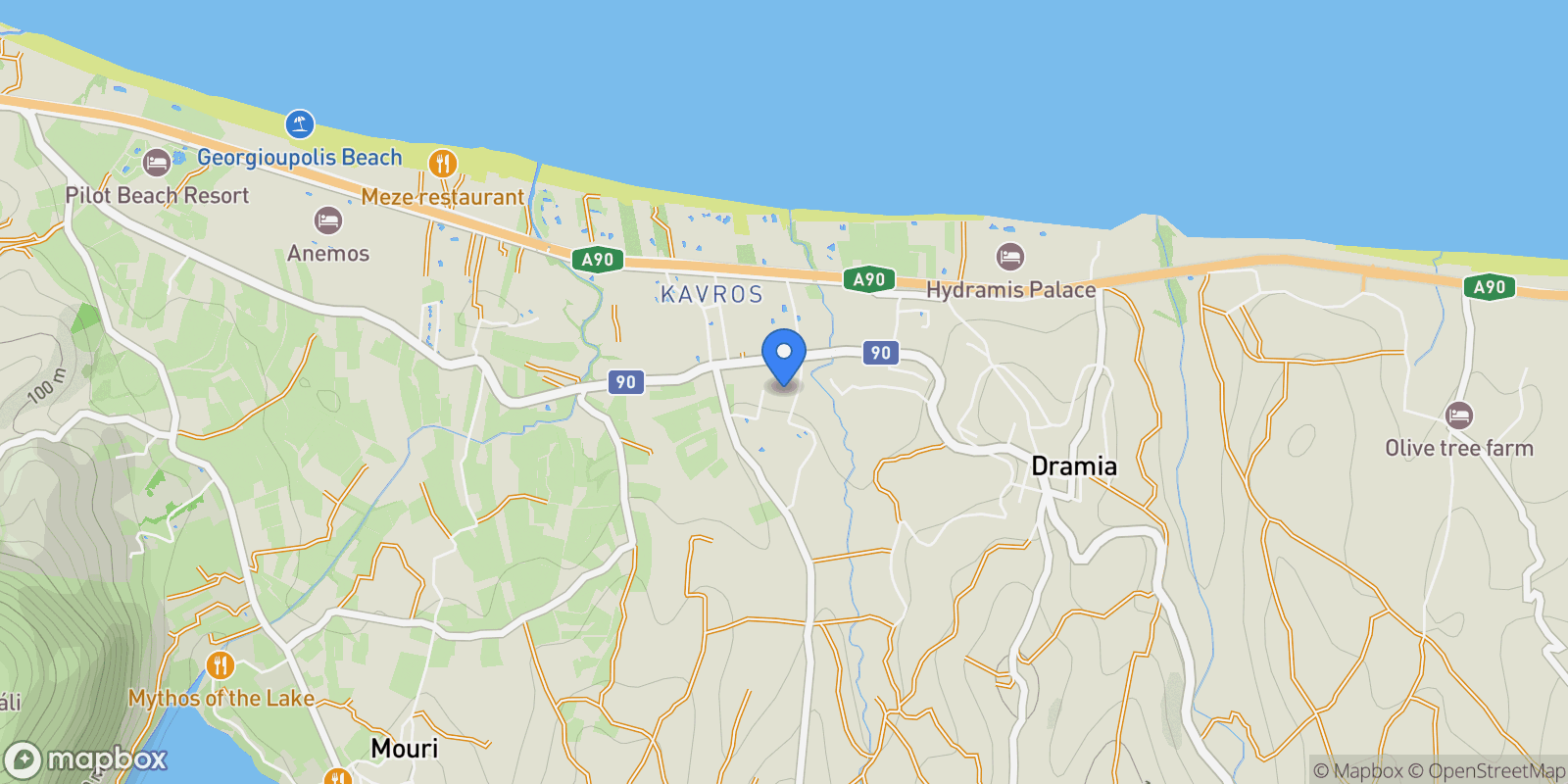 Map showing 88W2+P9J, Paralia Kourna 730 07, Greece, Apokoronas, Greece.
