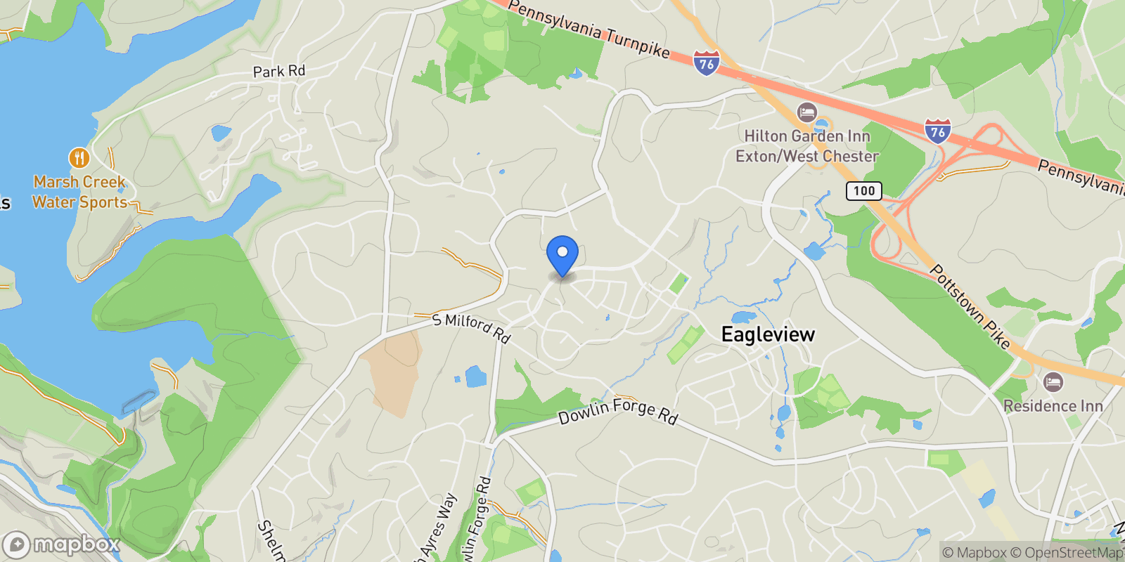 Map showing 637 HUNTINGTON DR DRIVE, DOWNINGTOWN, PA 19335, Downingtown, Pennsylvania, United States.