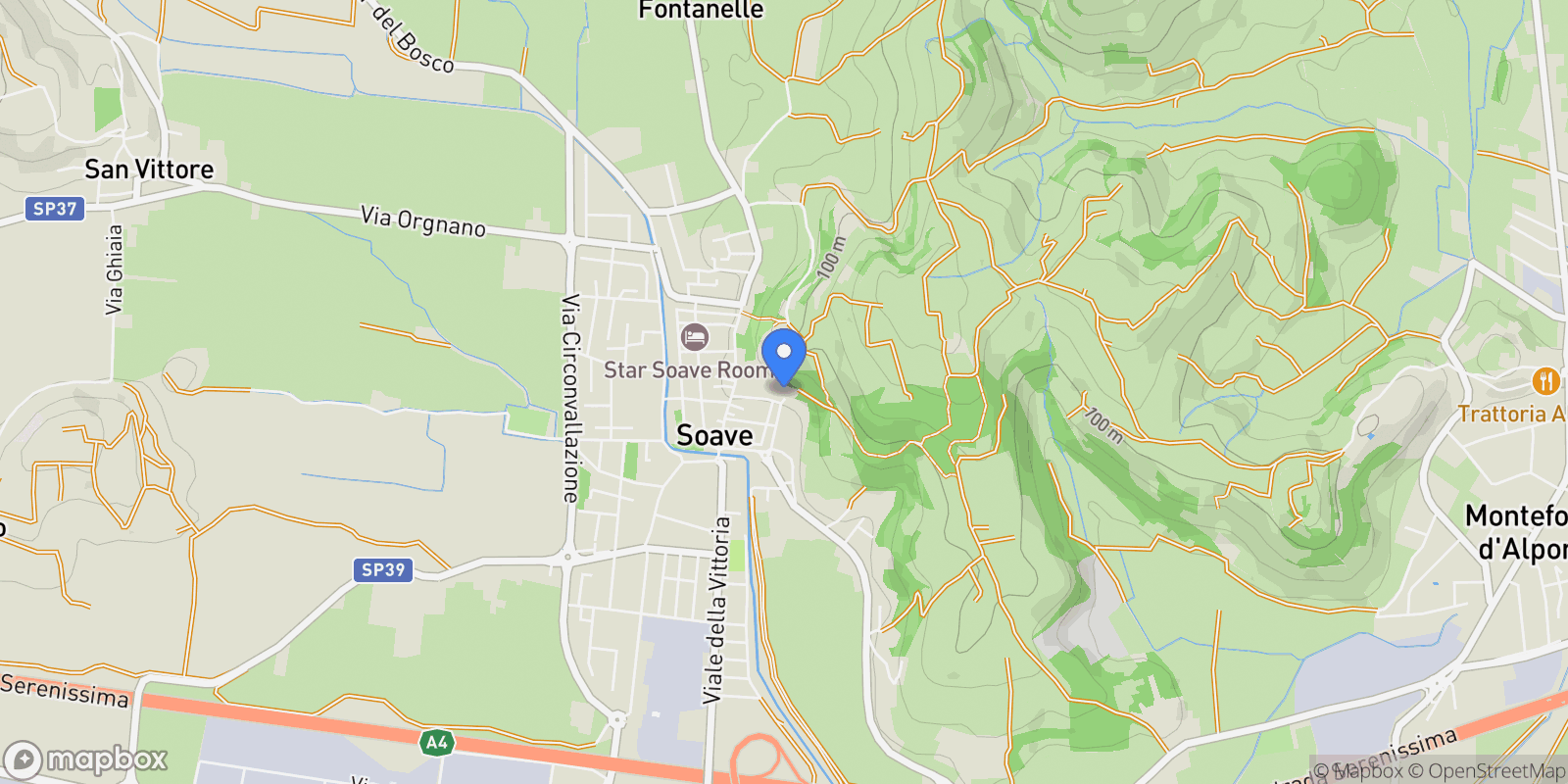 Map showing Via Adolfo Mattielli Pittore, Soave, Veneto, Italy.