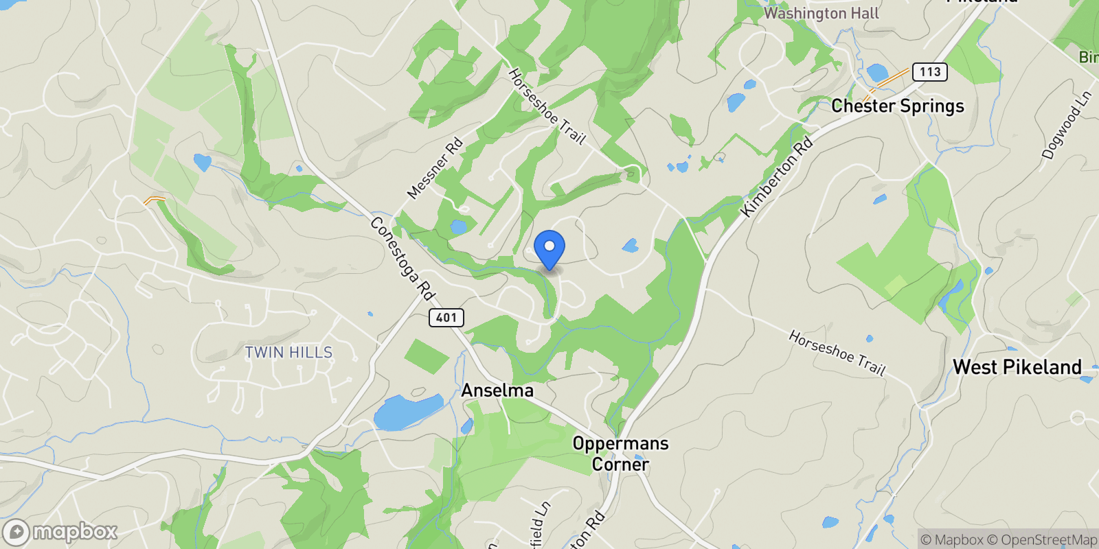 Map showing 309 CREEK CROSSING LN LANE, CHESTER SPRINGS, PA 19425, Chester Springs, Pennsylvania, United States.