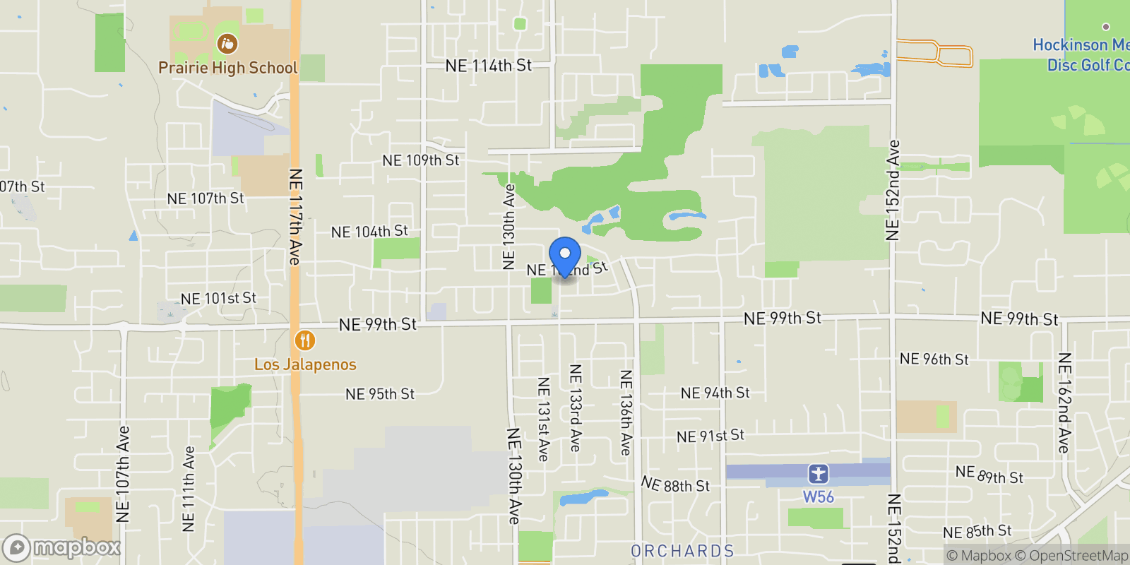 Map showing 10105 NE 132nd Ave, Vancouver, WA 98682, Vancouver, Washington, United States.