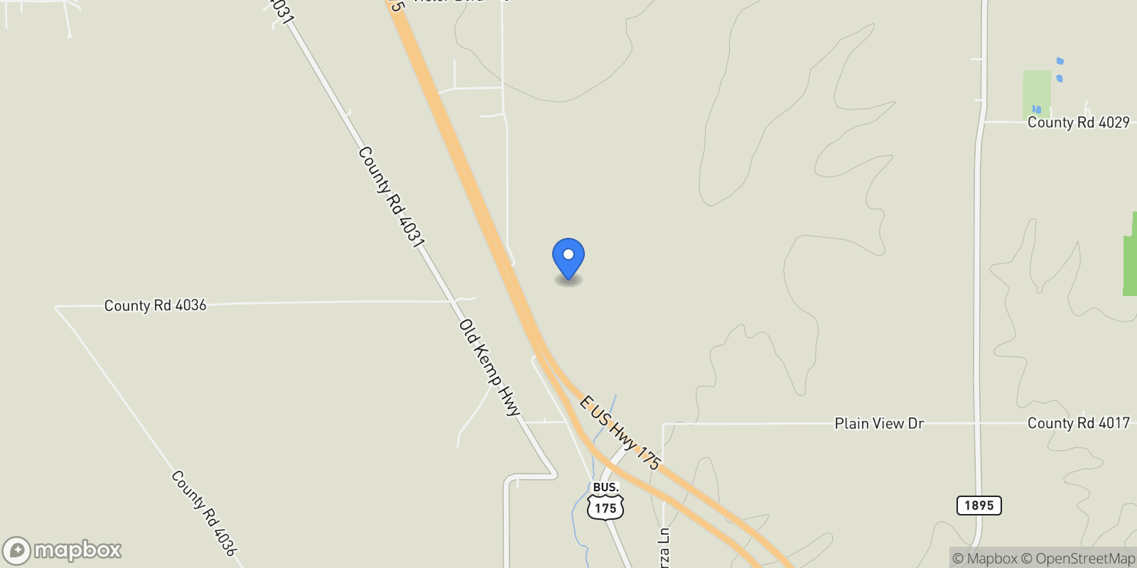 Map showing 12485 County Road 4037, Kemp, TX 75143, Tool, Texas, United States.