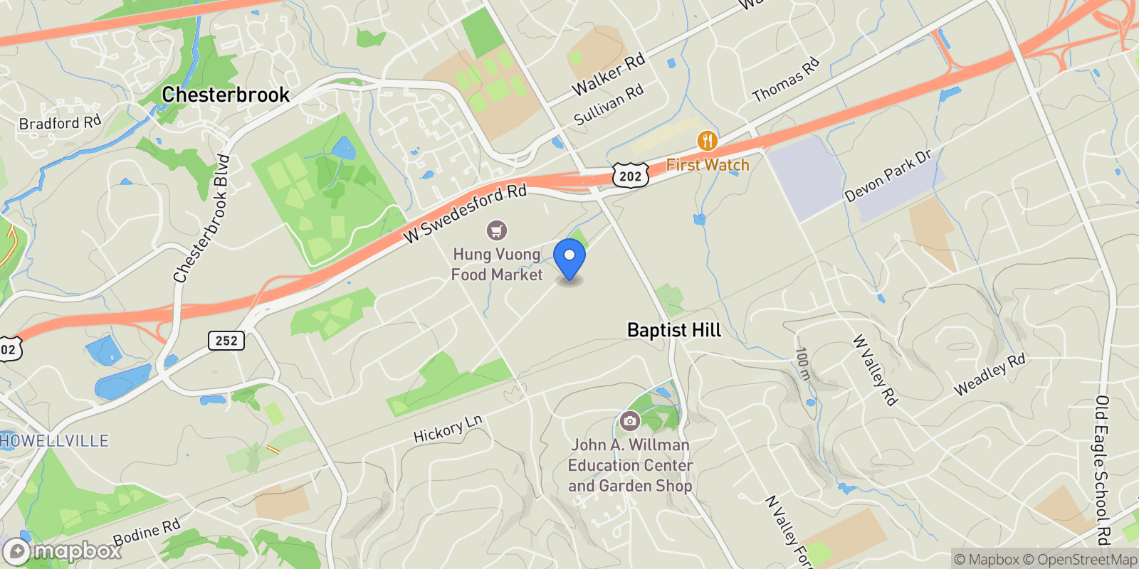 Map showing 170, 200, 220 OLD STATE RD ROAD, BERWYN, PA 19312, Berwyn, Pennsylvania, United States.