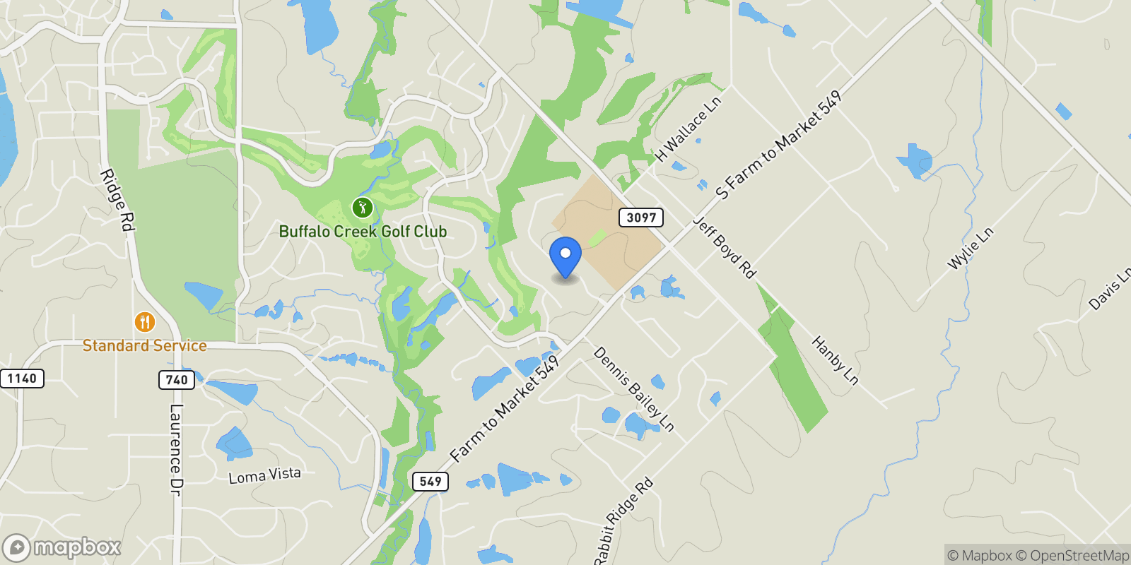 Map showing 1712 Bison Meadow Lane, Heath, TX 75032, Heath, Texas, United States.