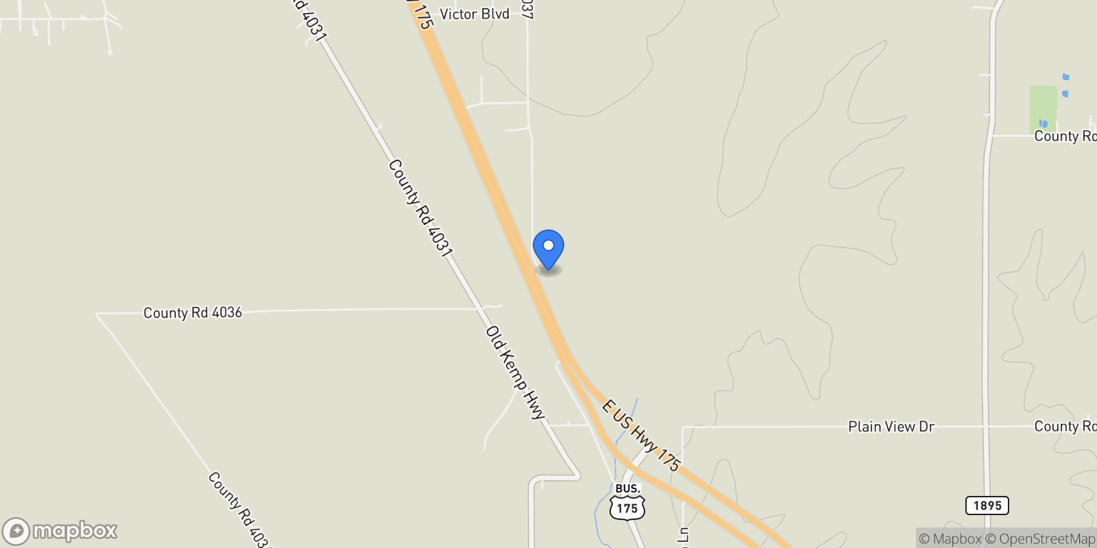 Map showing 12485 Cr 4037, Kemp, TX 75143, Tool, Texas, United States.