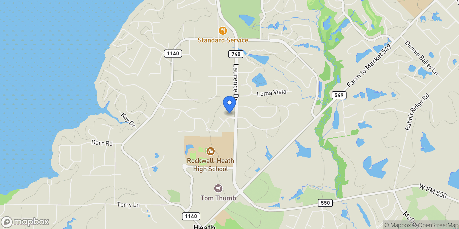 Map showing 402 Wyndemere Boulevard, Heath, TX 75032, Heath, Texas, United States.