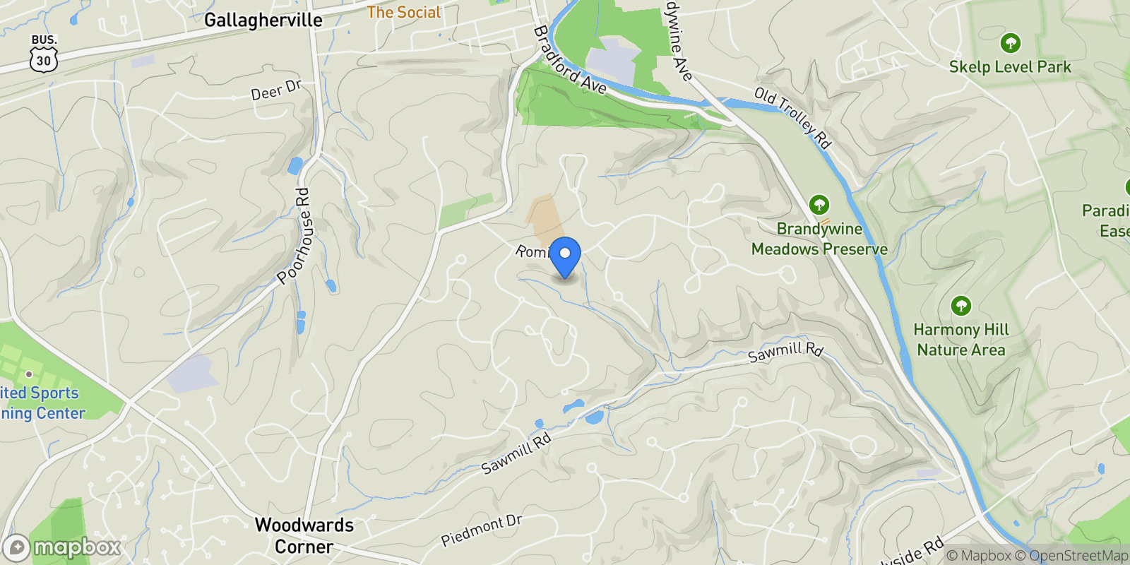 Map showing 1310 SCHOOL HOUSE CIR CIRCLE, DOWNINGTOWN, PA 19335, Downingtown, Pennsylvania, United States.