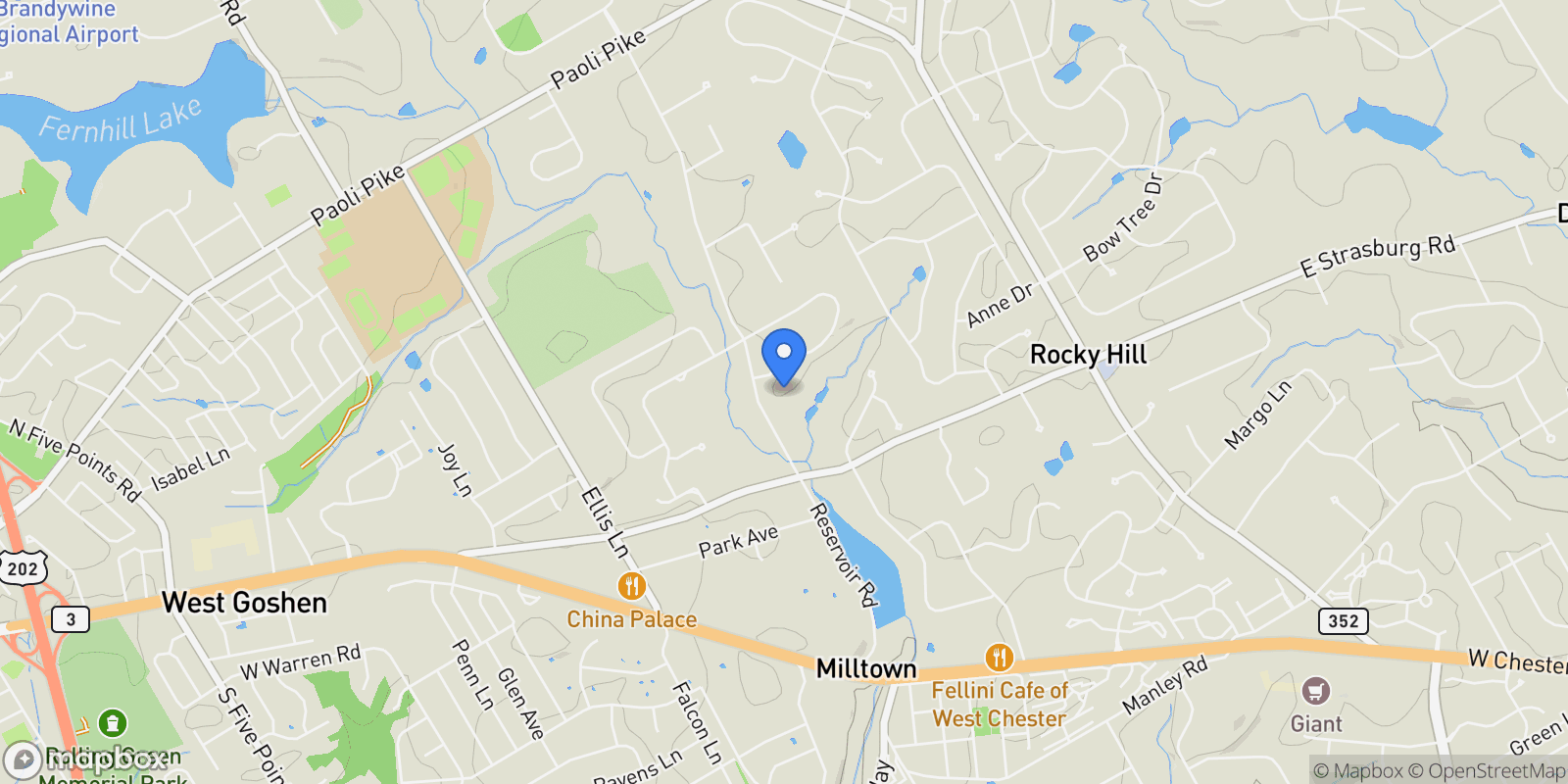 Map showing 1403 TIMBER MILL RD #BRN, WEST CHESTER, PA 19380, West Chester, Pennsylvania, United States.