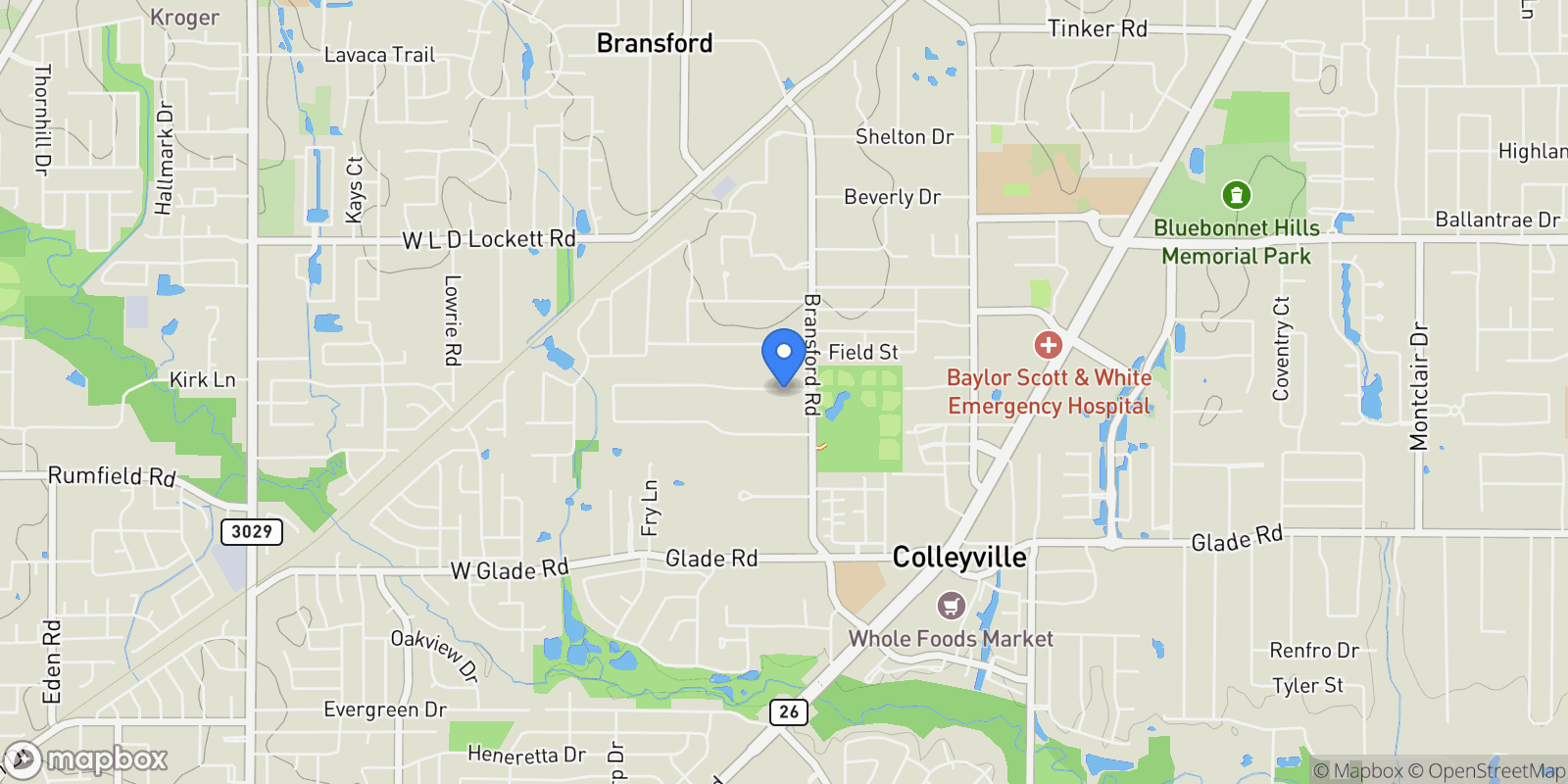 Map showing 407 Timberline Drive N, Colleyville, TX 76034, Colleyville, Texas, United States.