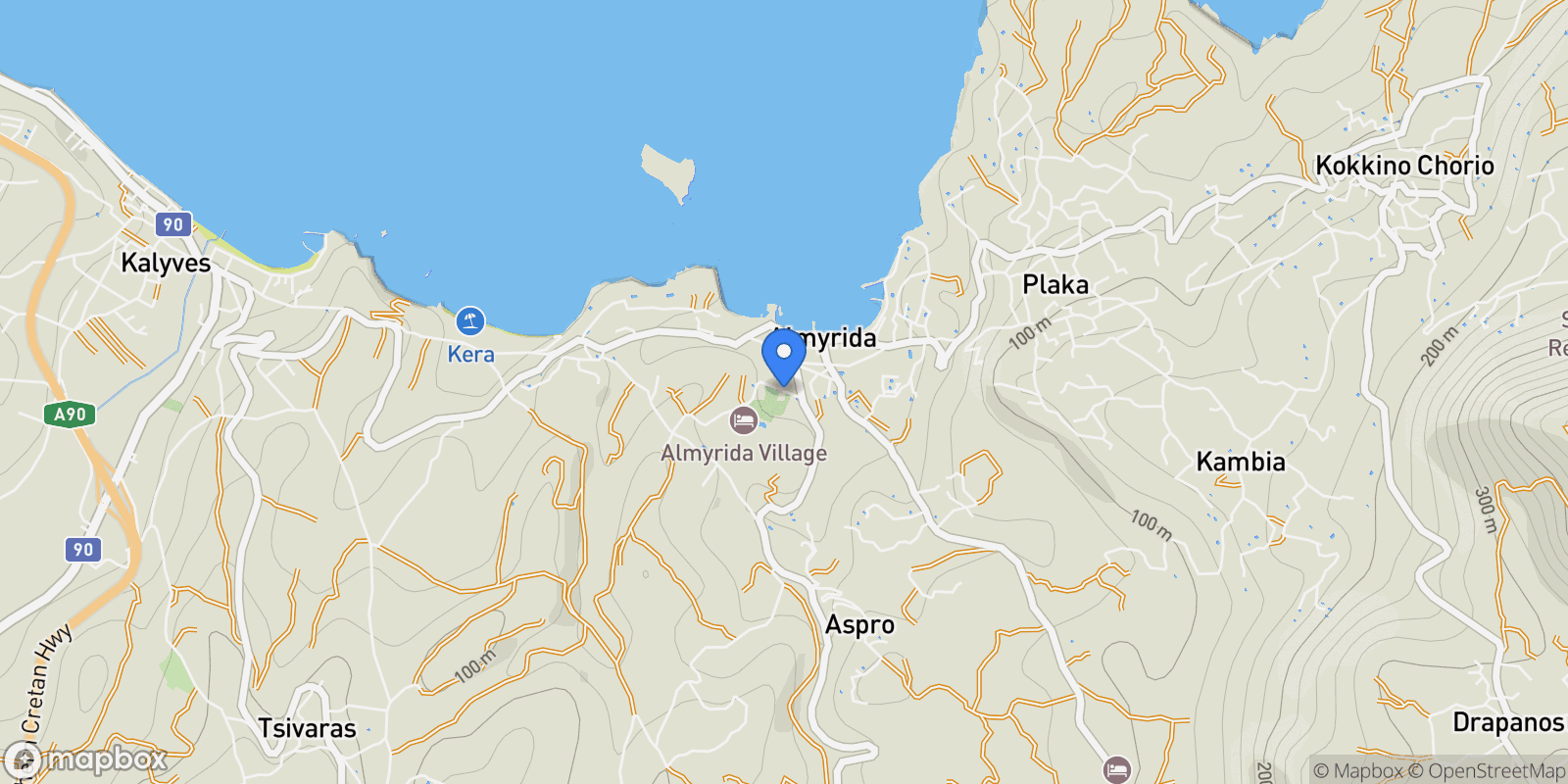 Map showing C5WX+VMP, Almyrida 730 08, Greece, Apokoronas, Greece.