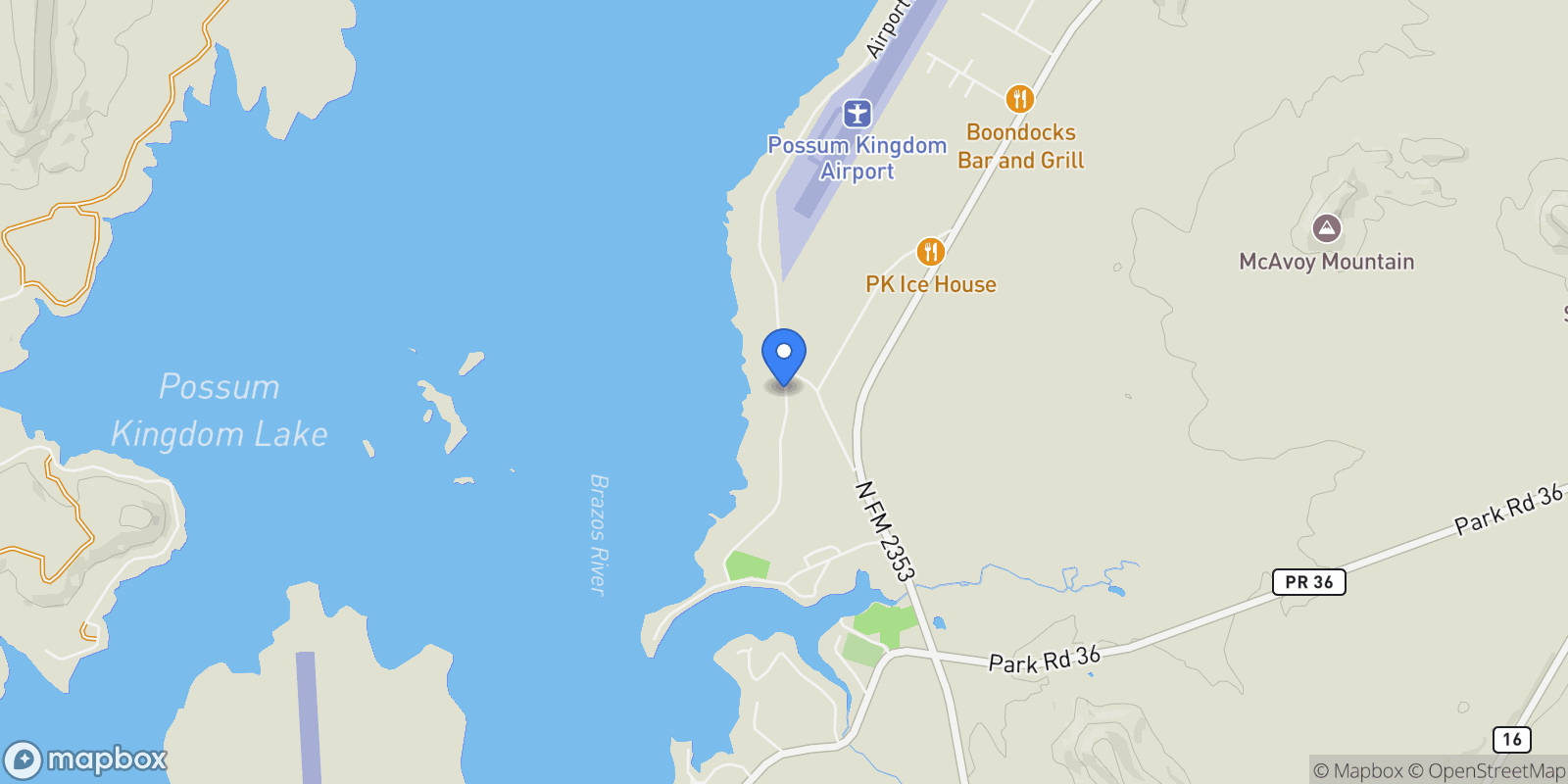 Map showing 1167 Willow Road, Possum Kingdom Lake, TX 76449, Graford, Texas, United States.