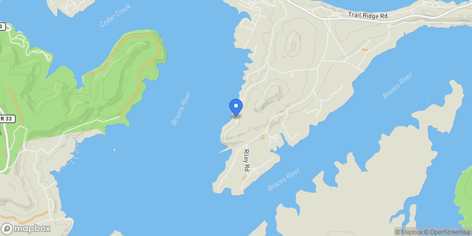 Map showing 2459 Upper Burma Road, Possum Kingdom Lake, TX 76449, Graford, Texas, United States.