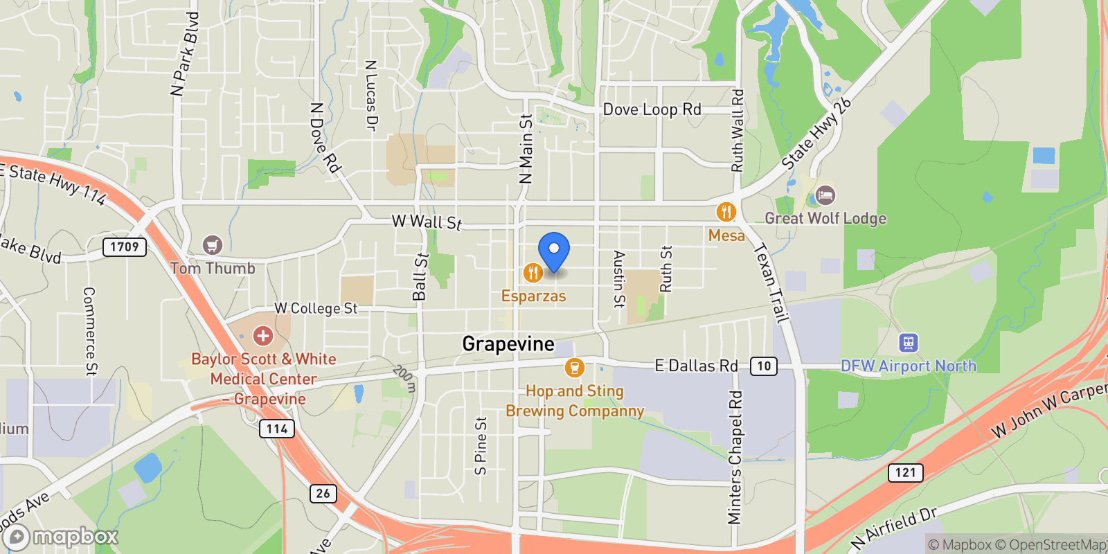 Map showing 422 Smith Street, Grapevine, TX 76051, Flower Mound, Texas, United States.