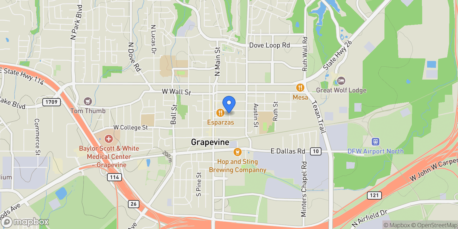 Map showing 422 Smith Street, Grapevine, TX 76051, Flower Mound, Texas, United States.
