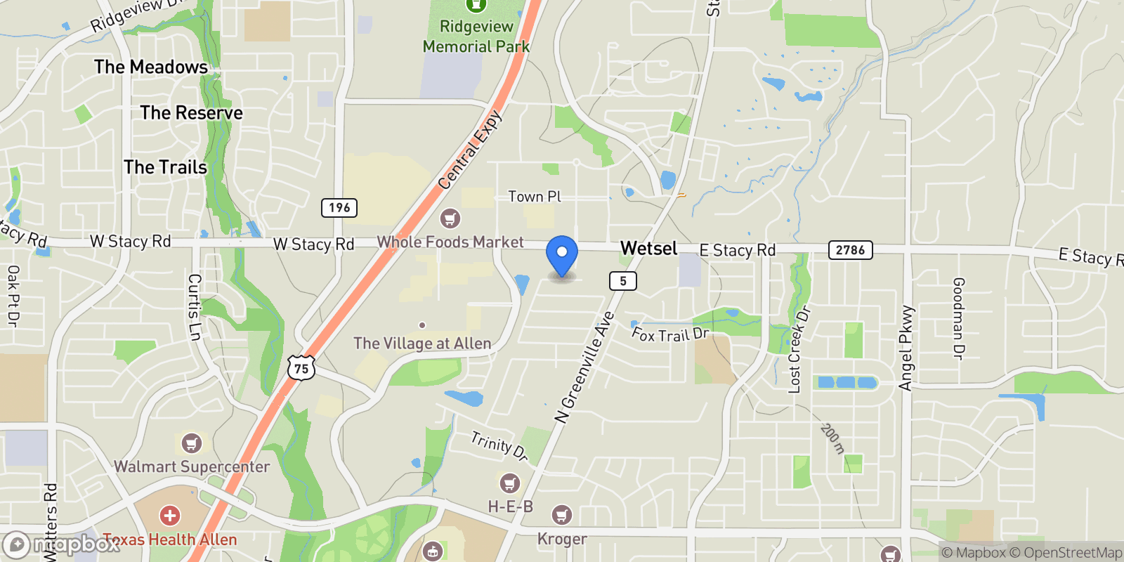 Map showing 417 Long Cove Court, Allen, TX 75002, Allen, Texas, United States.
