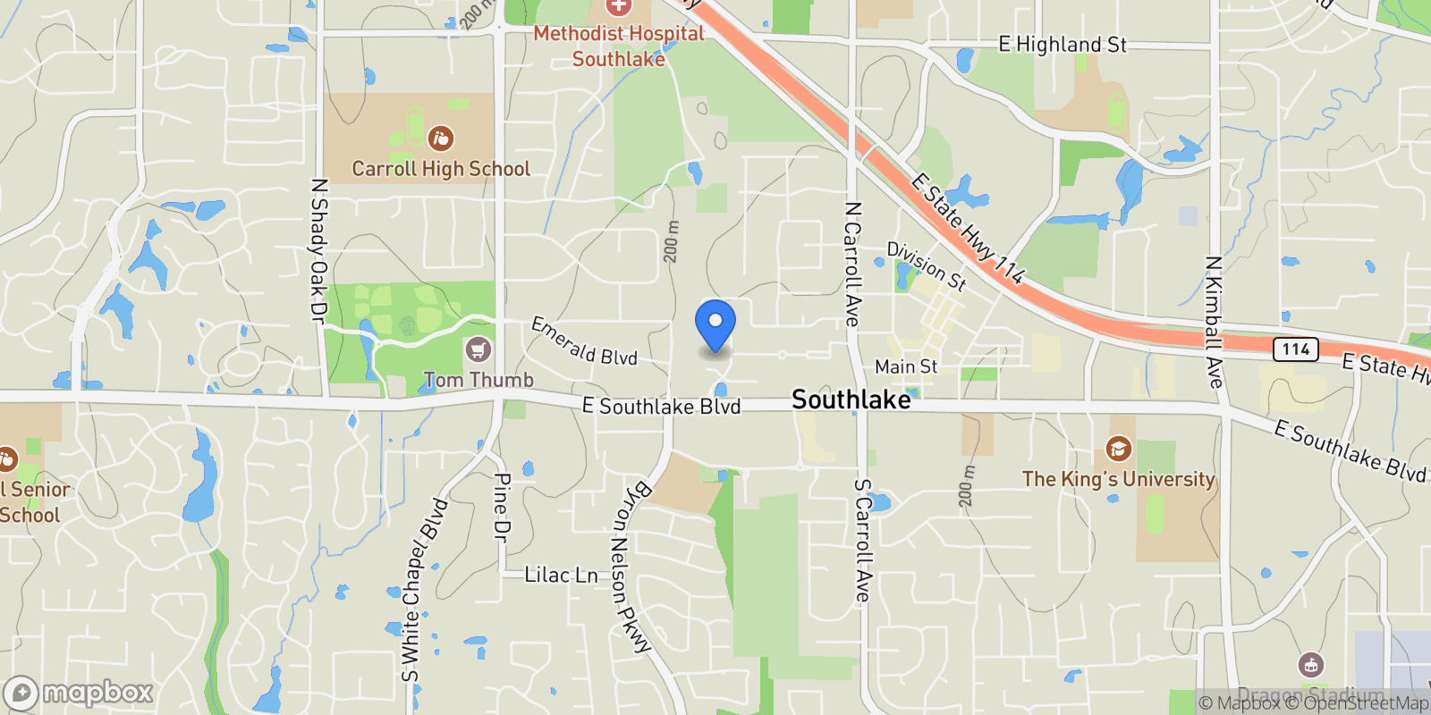 Map showing 2401 Lower Brook Court, Southlake, TX 76092, Grapevine, Texas, United States.