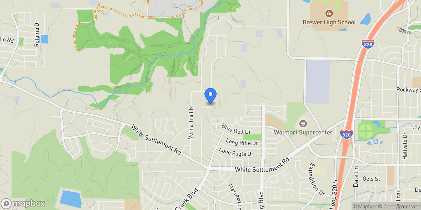 Map showing 301 Paint Pony Trail N, Fort Worth, TX 76108, White Settlement, Texas, United States.