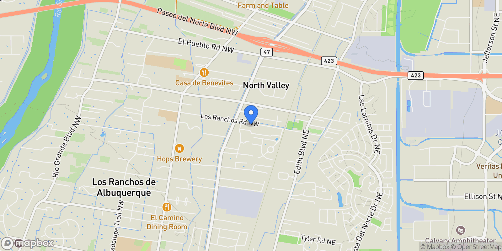 Map showing 130 LOS RANCHOS Road NW #LOT 2, Albuquerque, NM 87107, Los Ranchos de Albuquerque, New Mexico, United States.